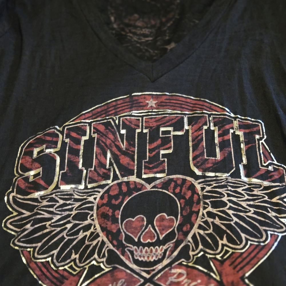 Sinful Black and Red Graphic Tee